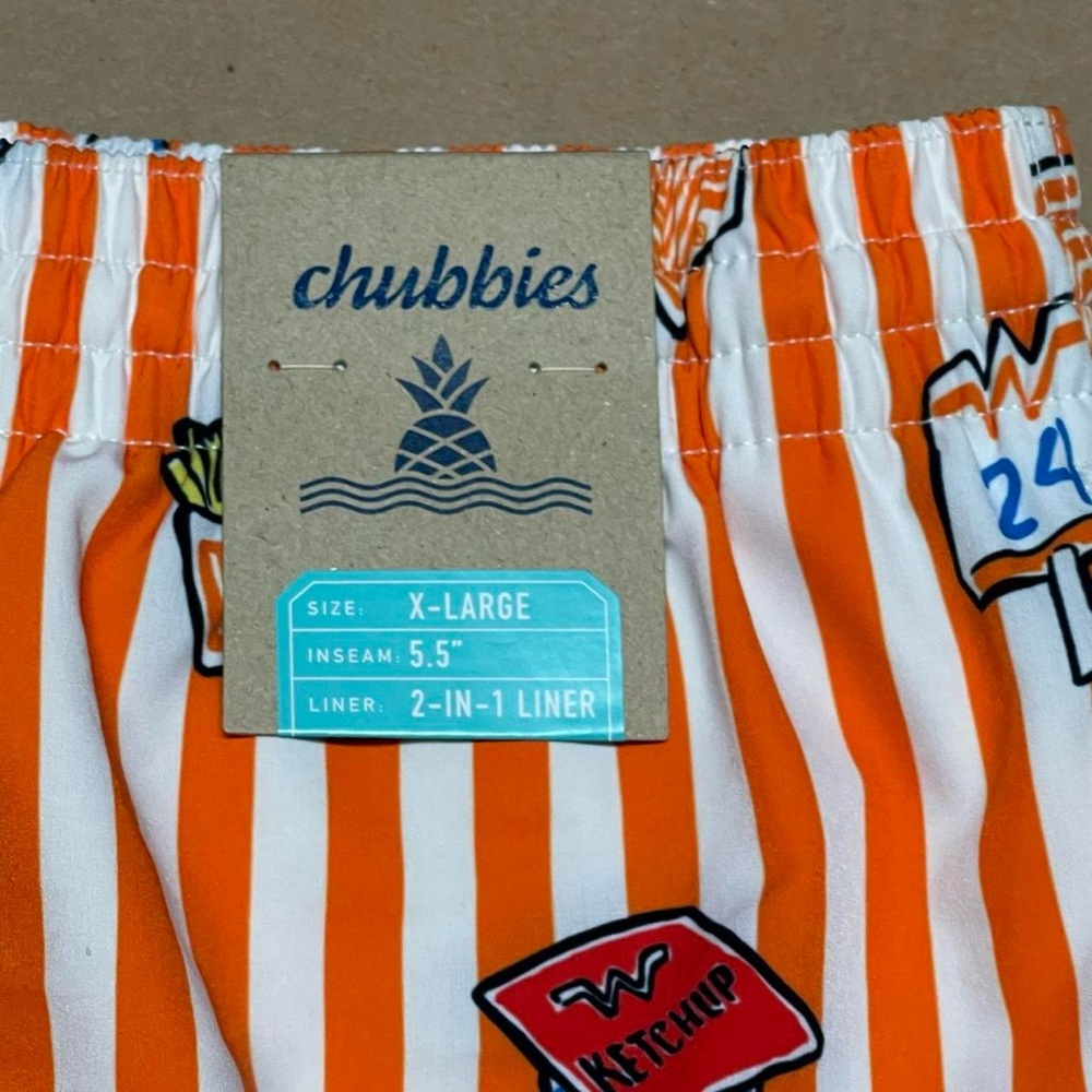 Chubbies Whataburger 5.5" Lined Swim Trunks Men’s XL Striped Orange NWT - Picture 3 of 8
